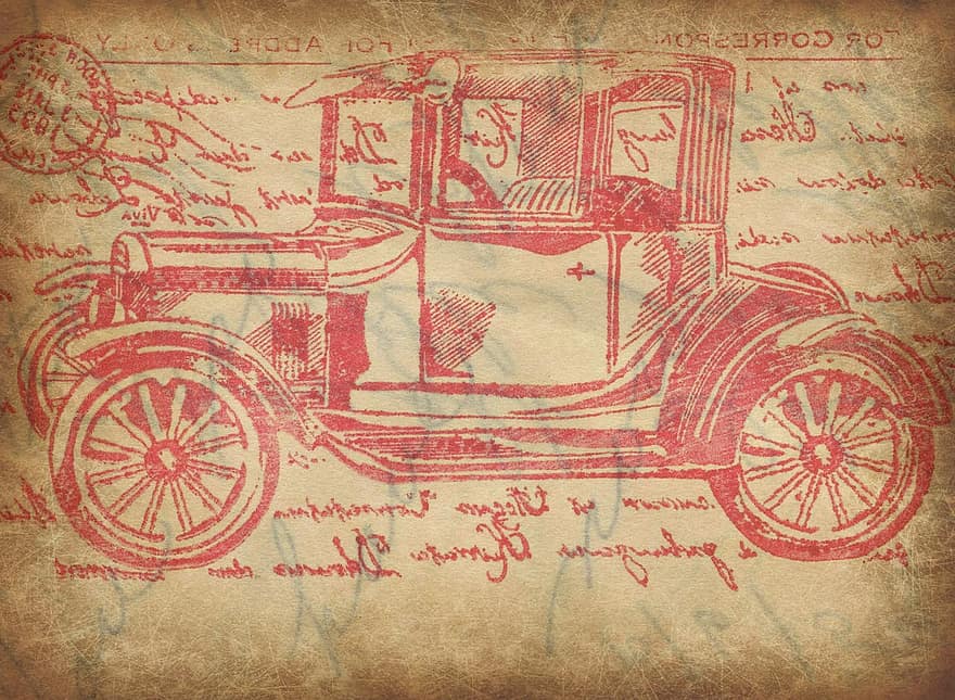 Hintergrund, Oldtimer, Jahrgang, altmodisch, Fahrzeug, Postkarte, Briefmarke, Antiquität, Nostalgie