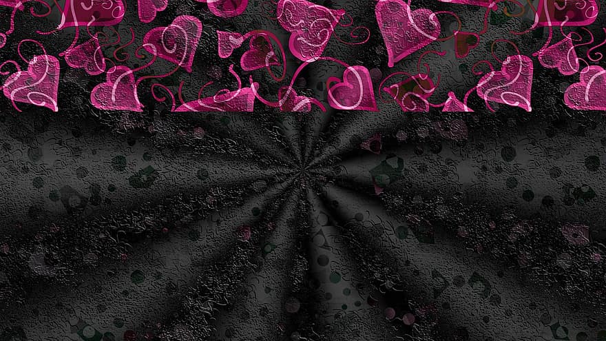 abstrakt, mønster, hjerte, rosa, fuchsia, svart, mørk, krummet, kjærlighet, valentine, Valentinsdag