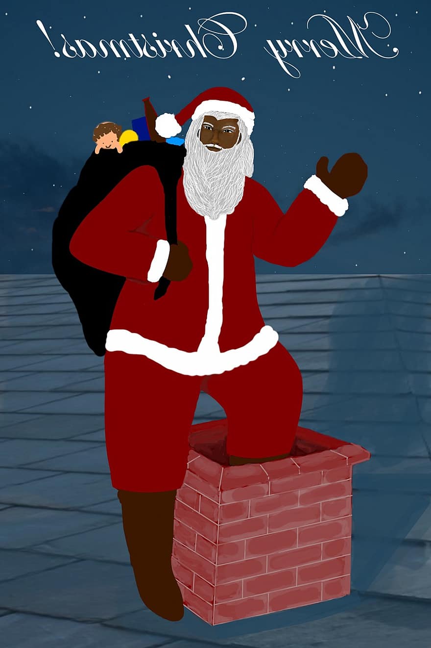 Santa, Weihnachten, Dach, Schöne Grüße, Frohe Weihnachten, Weihnachtsmann