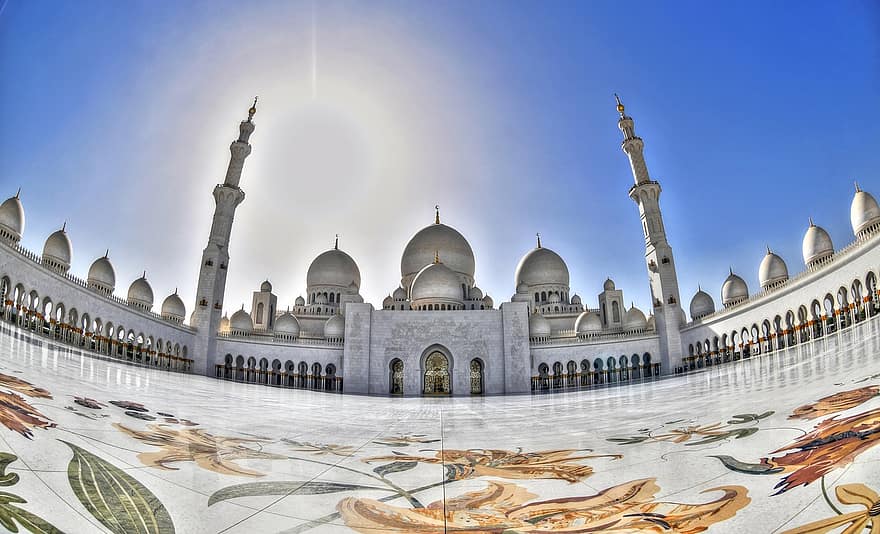 moske, islamisk arkitektur, religion, Abu Dhabi, Dubai, muslim, solnedgang, arkitektur, Asien