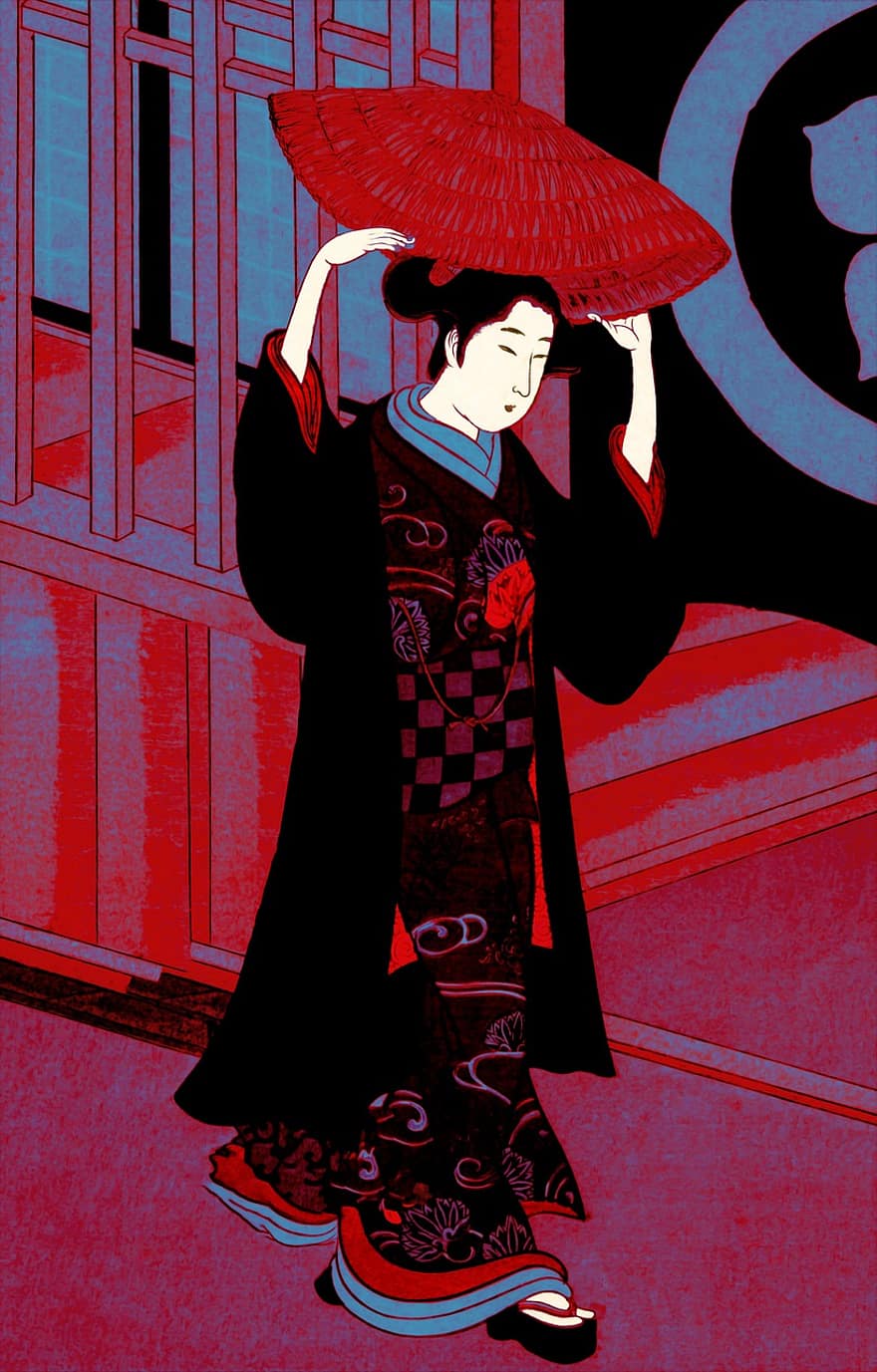 жена, гейша, кимоно, традиционен, Япония, японски, Азия, култура, дама, рокля, ориенталски