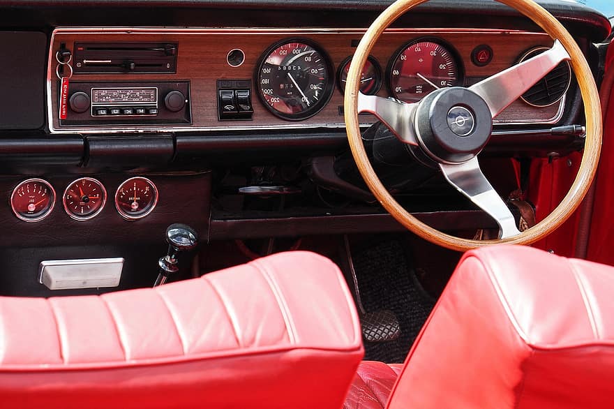 Convertible, Antique Car, Automobile, Youngtimer, Speedometer, Steering Wheel, car, transportation, land vehicle, chrome, dashboard