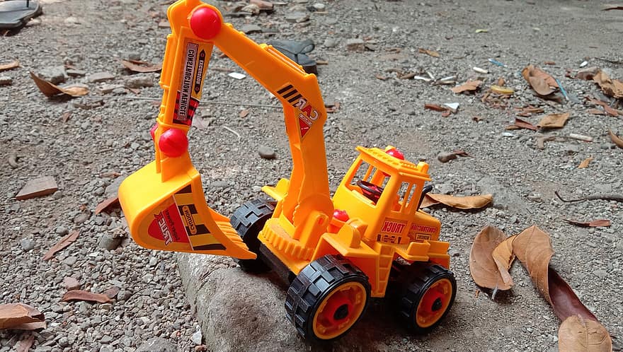 truk mainan, penggali, mobil mainan, mainan, industri, pertambangan, tambang, buldoser, alat berat, konstruksi, peralatan