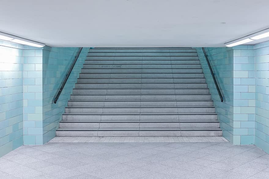 berlin, Alexander, huvudstaden, metro, tågstation, ensamhet, trappa