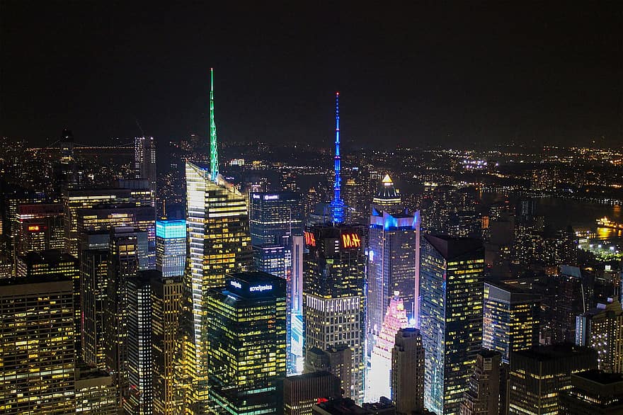 nyc, Manhattan, Stati Uniti d'America, città, architettura, orizzonte, paesaggio urbano, edifici, America, grattacielo, costruzione
