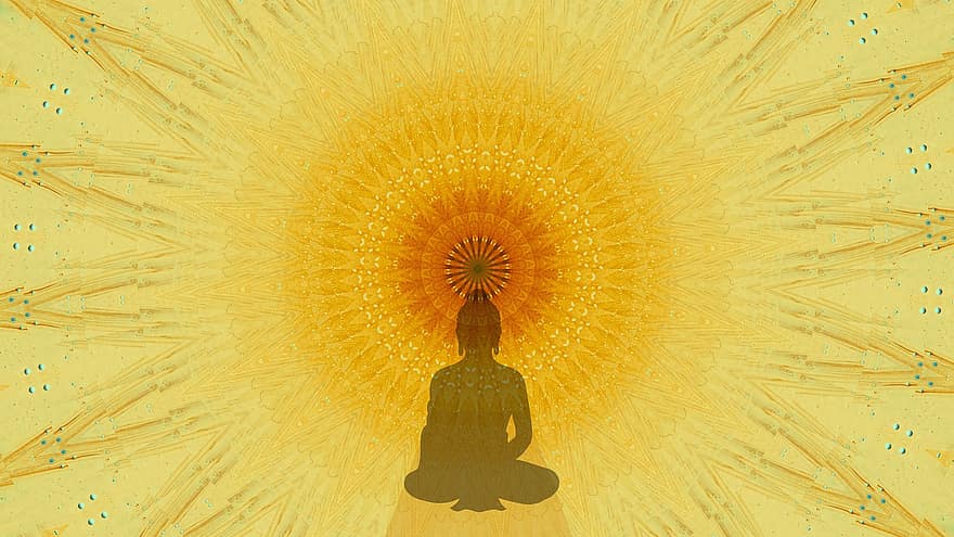 ヨガ、仏教、マンダラ、ヒンズー教、太陽、瞑想、くつろぎ、仏、エネルギー、オーラ、トランス