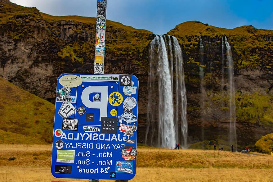 Gjaldskylda, Islandia, krajobraz, park, wodospad, pływ, woda, Natura, znak, wakacje, wycieczka