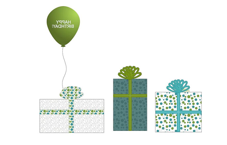 балон, зелен, полка точки, панделка, лък, лъкове, примкар, бял, подарък, подаръци, настояще