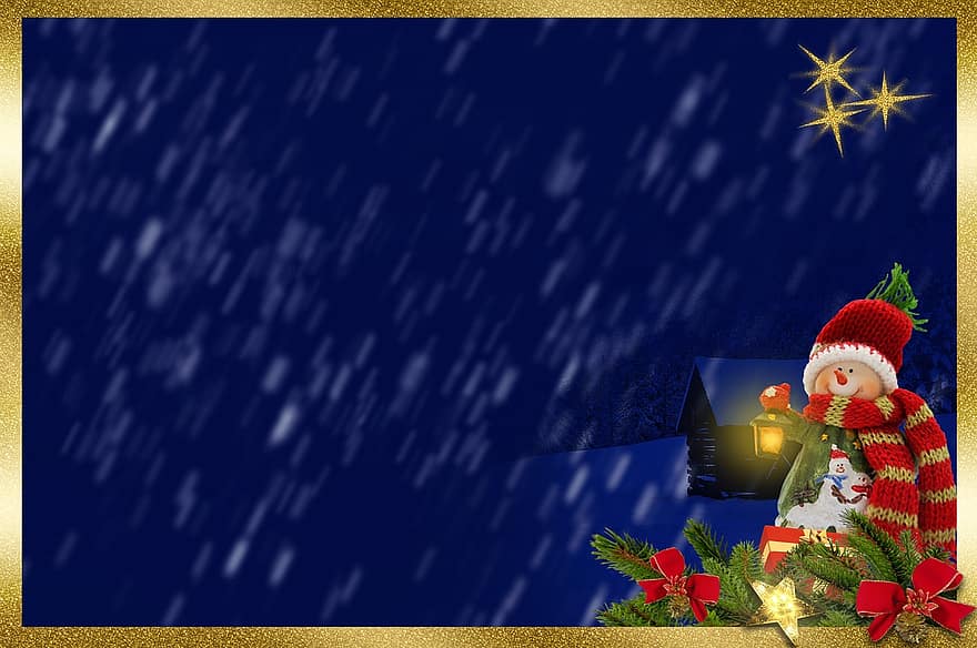 boneco de neve, quadro, Armação, imagem de fundo, lanterna, brilhando, azevinho, esmerilhamento, Natal, decoração, deco, saudação de natal
