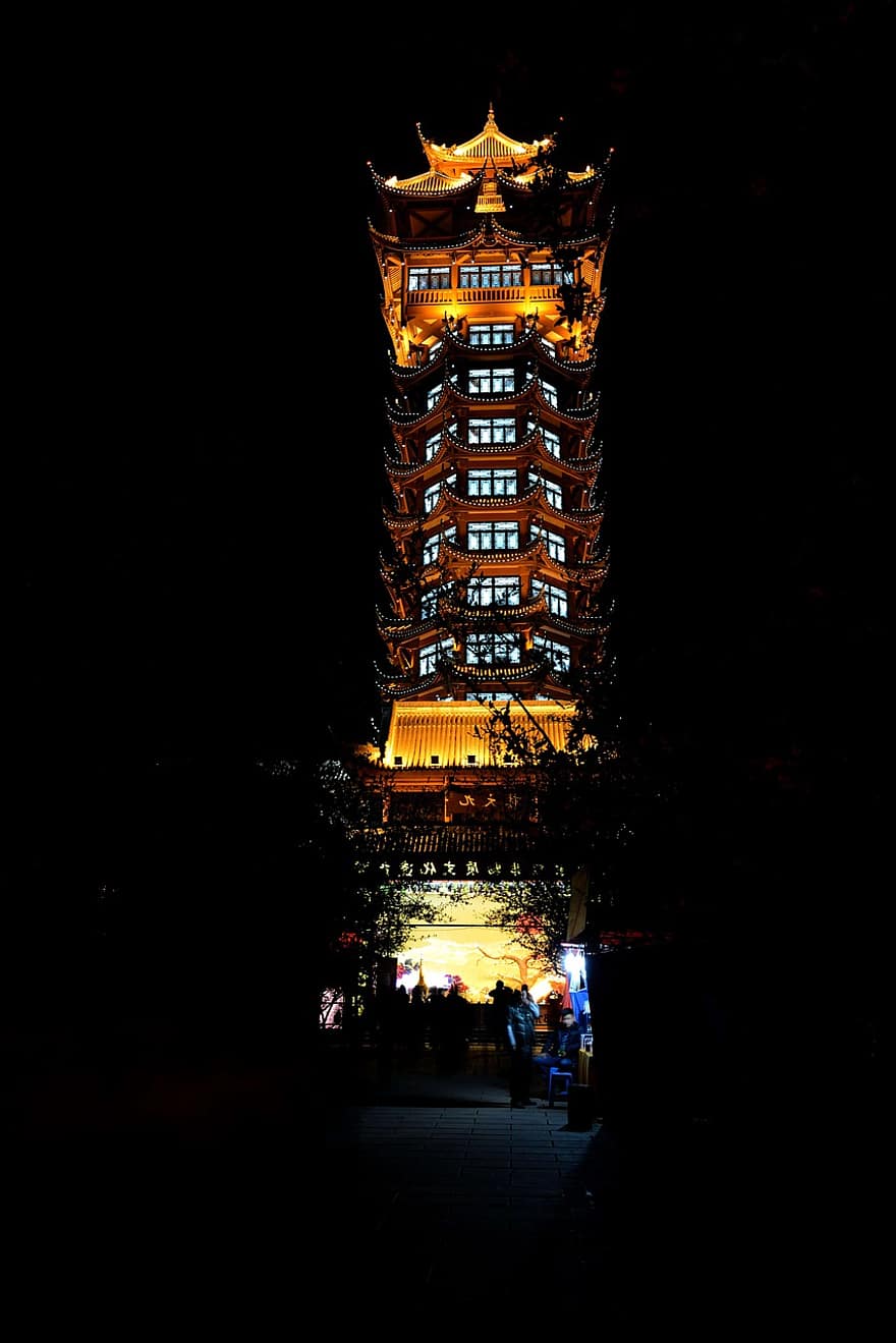 Festival de la lanterne, chengdu, parc, traditionnel, nuit, endroit célèbre, architecture, des cultures, religion, illuminé, crépuscule