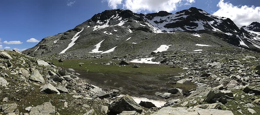 Val Curciusa, Alpy, góry, krajobraz, dolina, skały, śnieg, trasa alpejska, Natura, ścieżka, alpejski