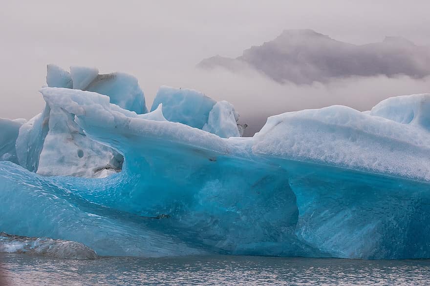 ledynas, ledkalnis, ežeras, vanduo, šalta, pobūdį, kelionė, Islandija