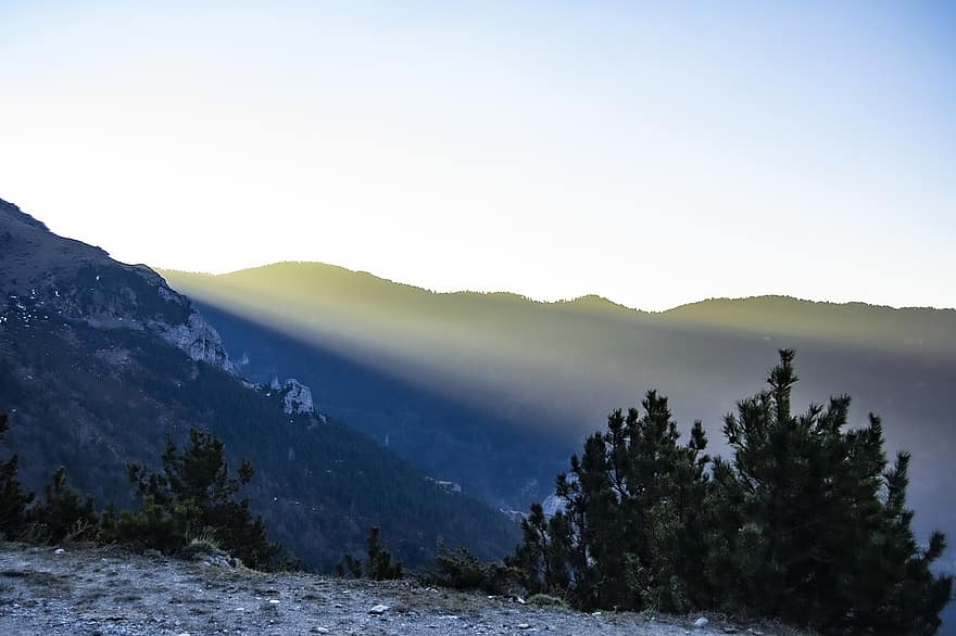 puesta de sol, montaña, naturaleza, paisaje, pico, cumbre, Pirineos, catalán, Fontalba, España