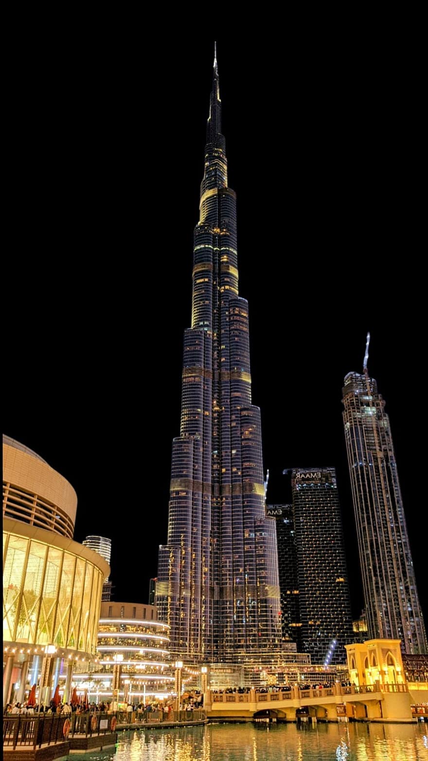 burj khalifa, emiráty, architektura, město, městský, metropolitní, mrakodrapy, noc, mrakodrap, slavné místo, panoráma města