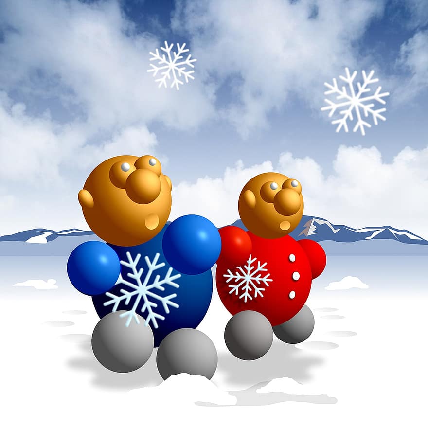 冬、球体、クリスマス、雪
