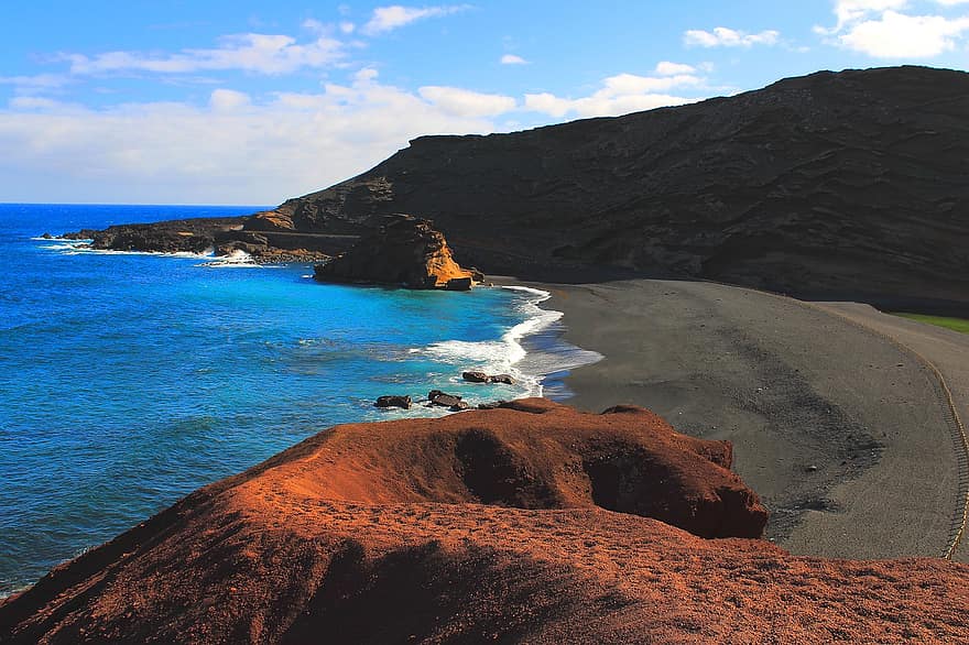 eiland, strand, natuur, zee, oceaan, buitenshuis, bestemming, paradijs, toerisme, reizen, Lanzarote
