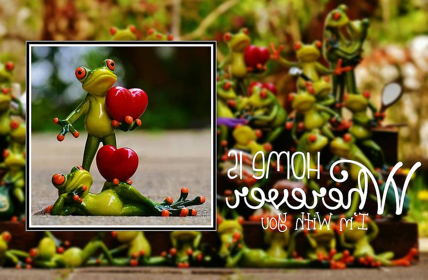 Frogs, Love, Valentine's Day, Funny, Deco, Cute, Heart, Fun, Figure, Frog, Pair