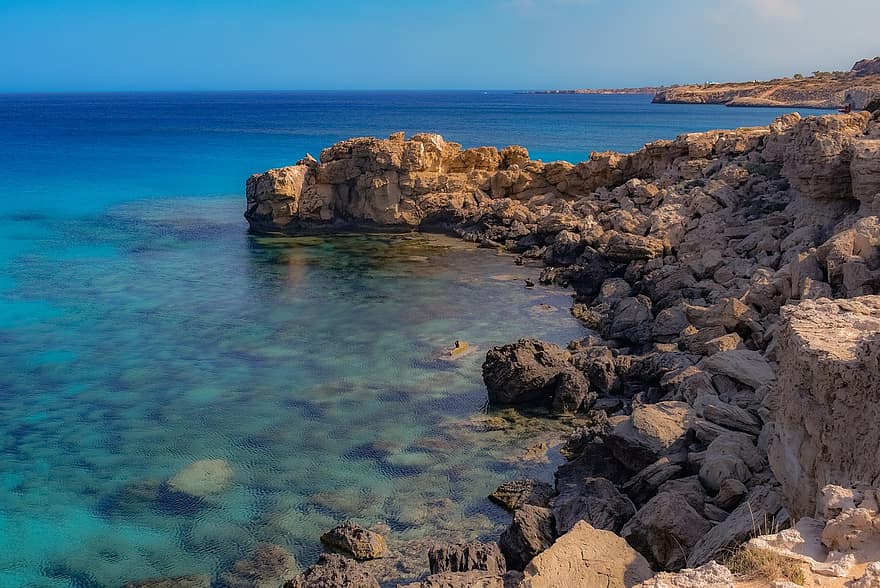 Kypros, cavo greko, stein, steinete kyst, klipper, natur, hav, landskap, erosjon, dannelse, geologi