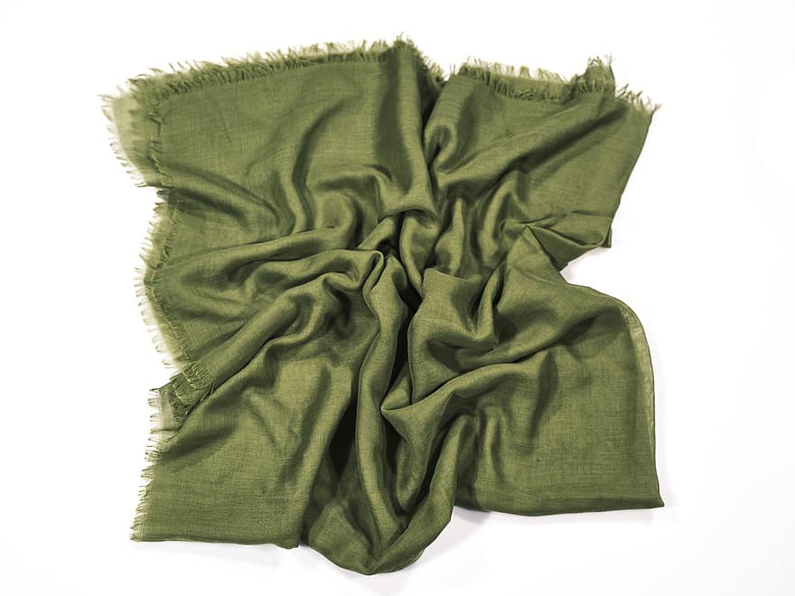 шал, фин ленен плат, зелен шал, плат, текстилен, облекло, мода, зелен цвят, дреха, едър план, коприна