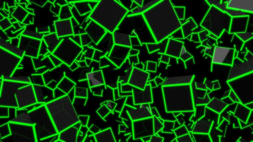 Wallpaper, Background Image, Abstract, Green, Cube
