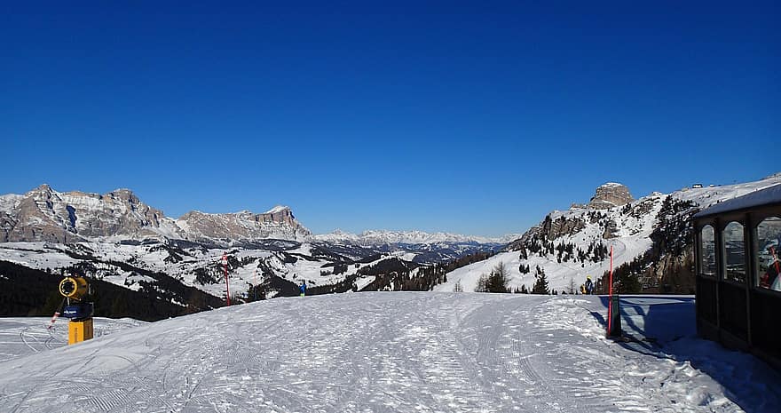 fjellene, snø, Dolomittene, stå på ski, natur, vinter, fritid