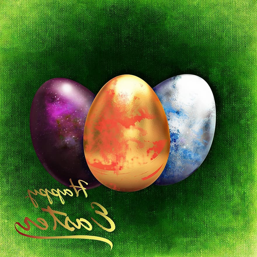 påske, gratulasjonskort, god påske, egg, fargerik