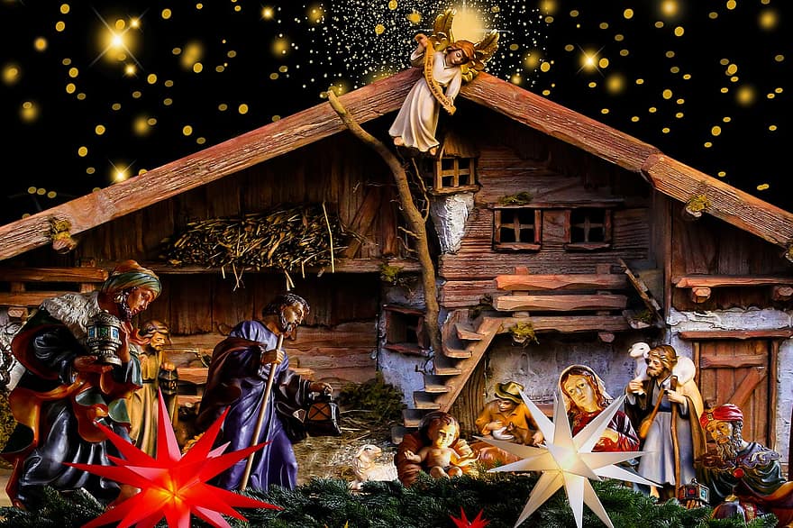 Noël, Jésus, naissance, Bethléem, étoile, Foi, religion, Grange
