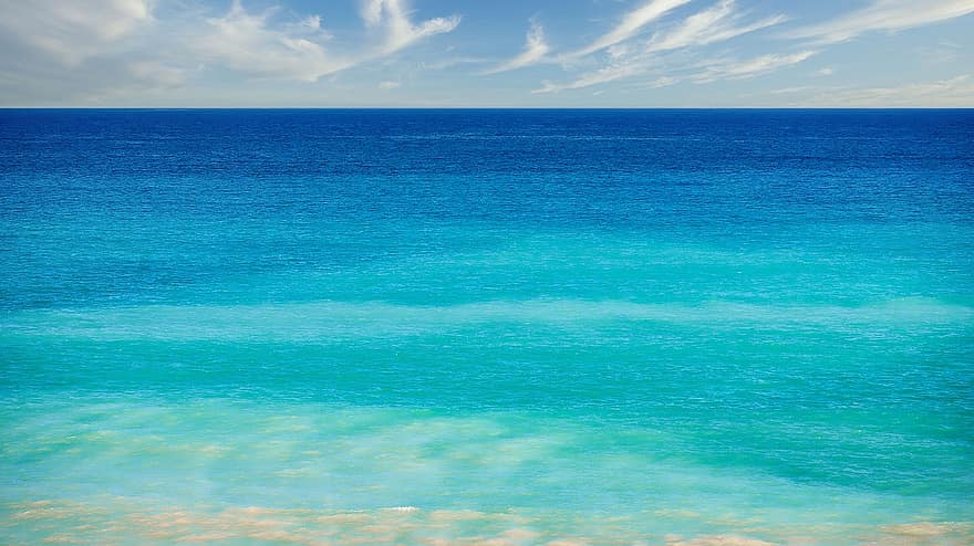 strand, hav, natur, turkos vatten, horisont, blå, sommar, vatten, våg, kustlinje, semester
