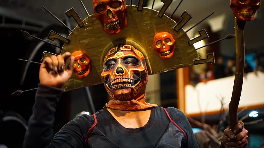 costume, maschera, festa, novembre, uomini, Halloween, culture, una persona, cultura indigena, celebrazione, ritratto