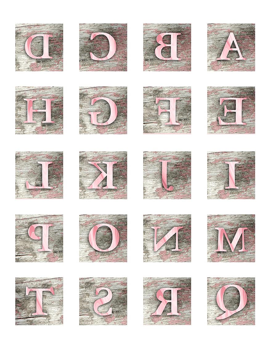 alfabet, brieven, brief, blok, hout, waterverf, doopvont, karakter, wijnoogst, antiek, distressed