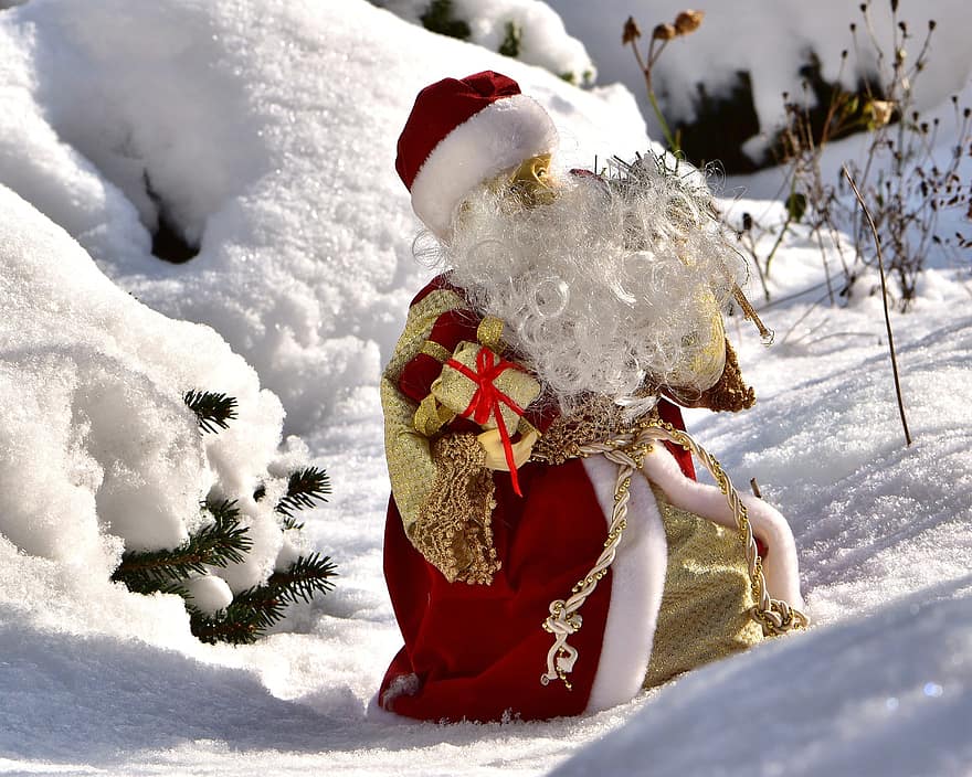 figura, Papá Noel, Navidad, nieve, invierno, tarjeta de Navidad, saludo de navidad, tiempo de Navidad, motivo navideño