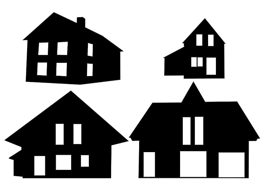 House, Houses, Silhouette