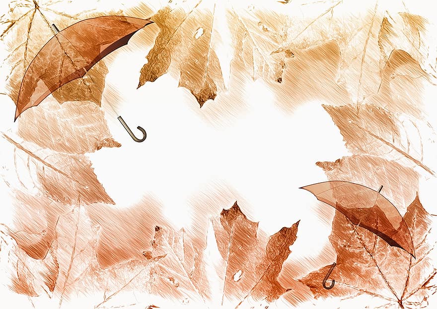 bokeh, otoño, paraguas, color, hojas, vistoso, otoño de oro, arce, fondo, papelería, contorno