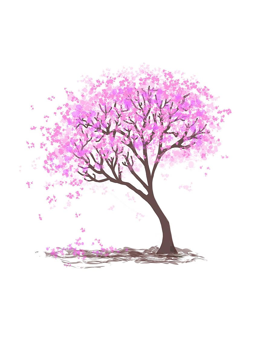 arbre, illustration d'arbre, printemps, la nature, plante, conception