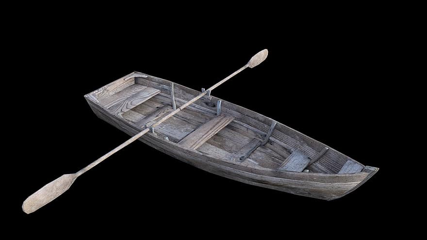 båd, gammel, malm, isolerede, Sort båd