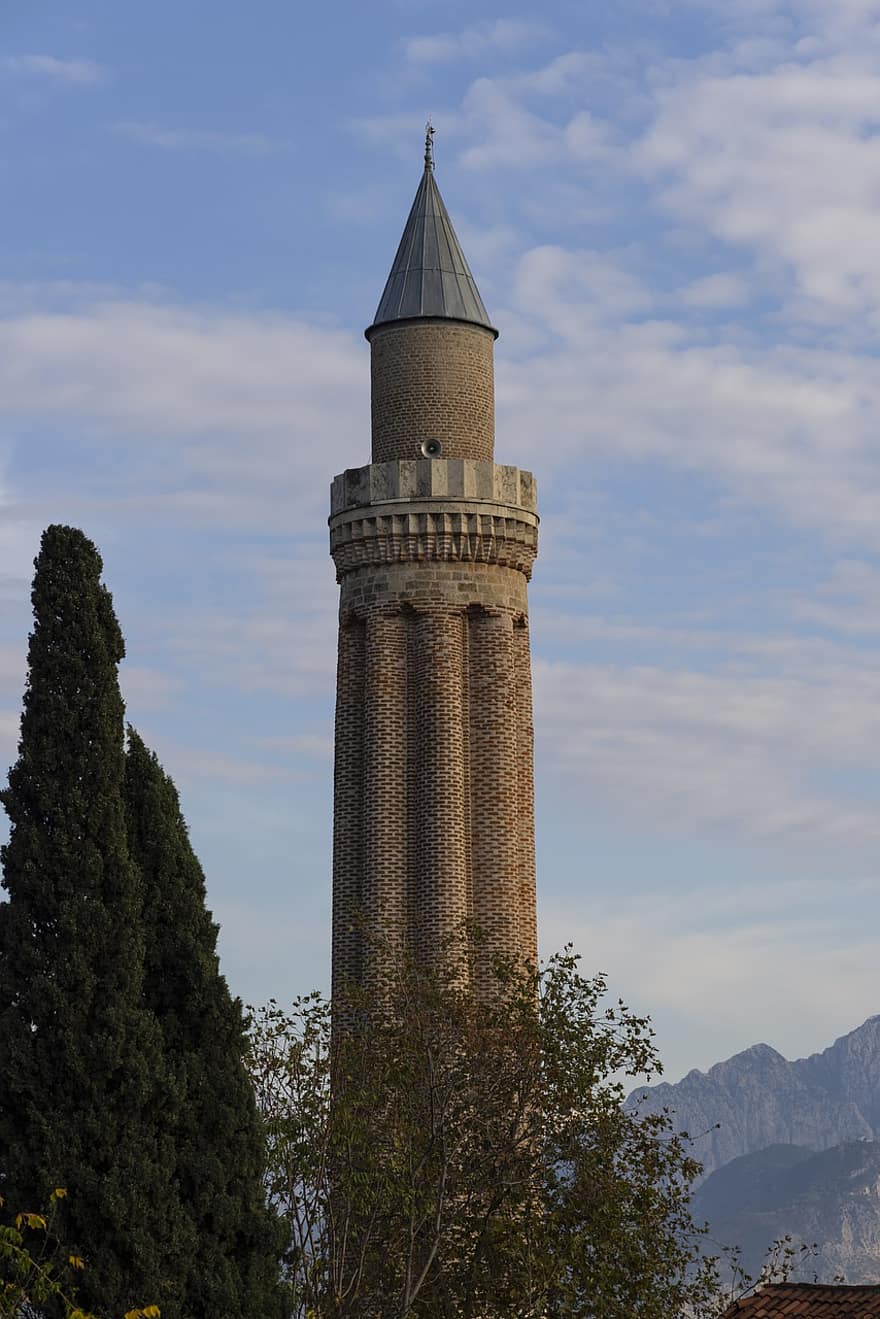 minaret, structure, la tour, brique, vieux, ville, architecture, religion, Islam, musulman, culte