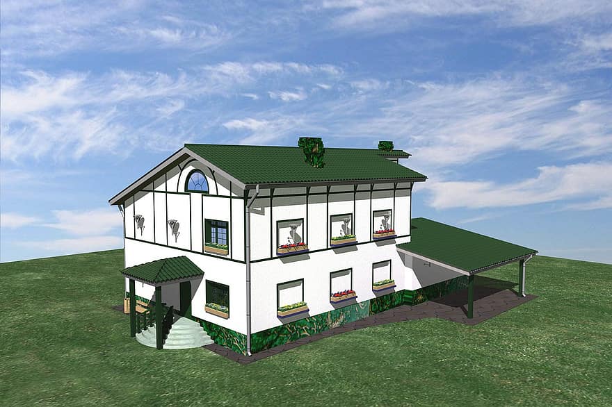 मकान, कुटिया, आर्किटेक्चर, 3 डी, प्रस्तुत करना, डिज़ाइन
