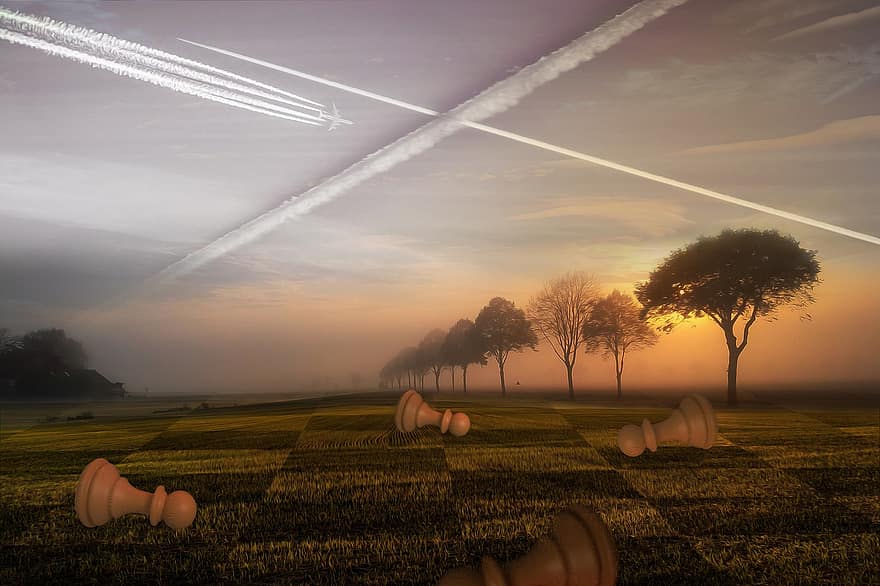 Bauer Die, Farmer Protest, Chess, Field, Climate Change, Farmers, Chemtrails, Contrail, Air Pollution, Environment, Chemistry
