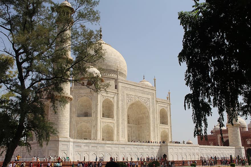 Taj Mahal, architektūra, orientyras, dangus, pastatas, turizmą, atostogos, kultūrą, išorinis, žinoma vieta, minaretas