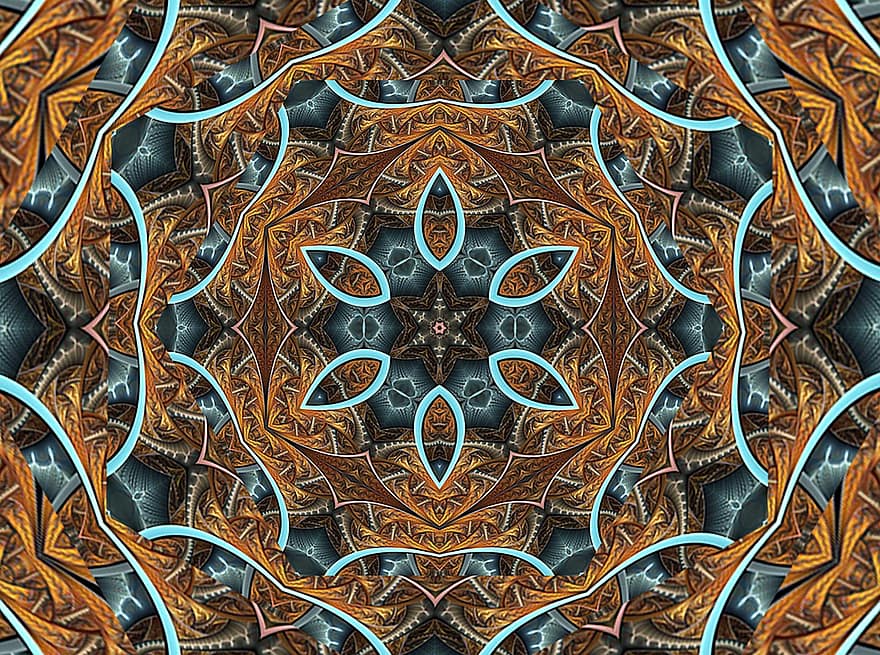 Kaleidoscope, Rosette, Floral Pattern, Abstract Art, pattern, decoration, abstract, backgrounds, design, illustration, computer graphic