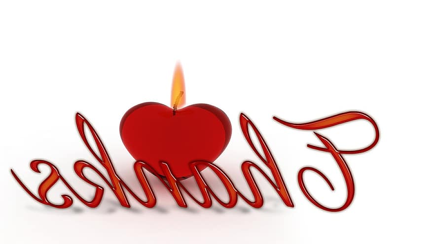 grazie, cuore, candela, stoppino, luce, affetto, fortuna, lealtà, romantico, San Valentino, tenero