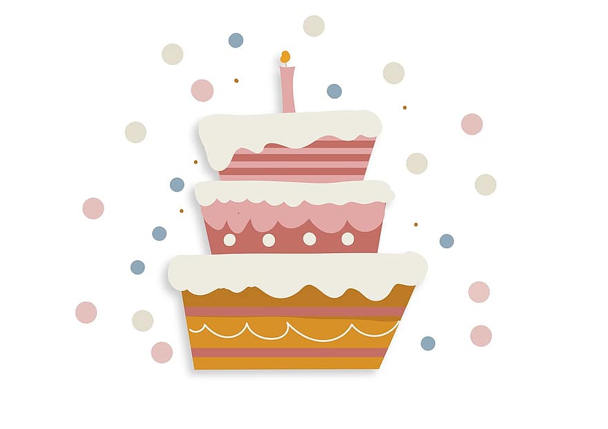 kue, kue ulang tahun, konfeti, kue-kue, manis, makanan, ulang tahun, perayaan, Desain