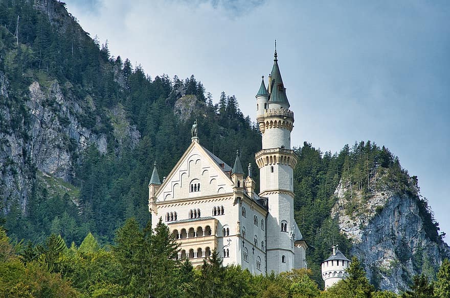 Castle, Palace, Building, Towers, Mountain, Trees, Forest, Architecture, Fairy Tale