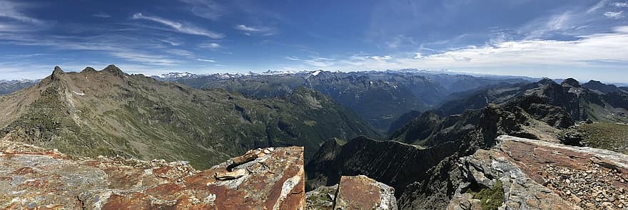 Trekking 2021, vedere din baronul pizzo, alpine, Alpi, mers pe jos, cer, topuri, excursii, drumeții, munţi, natură