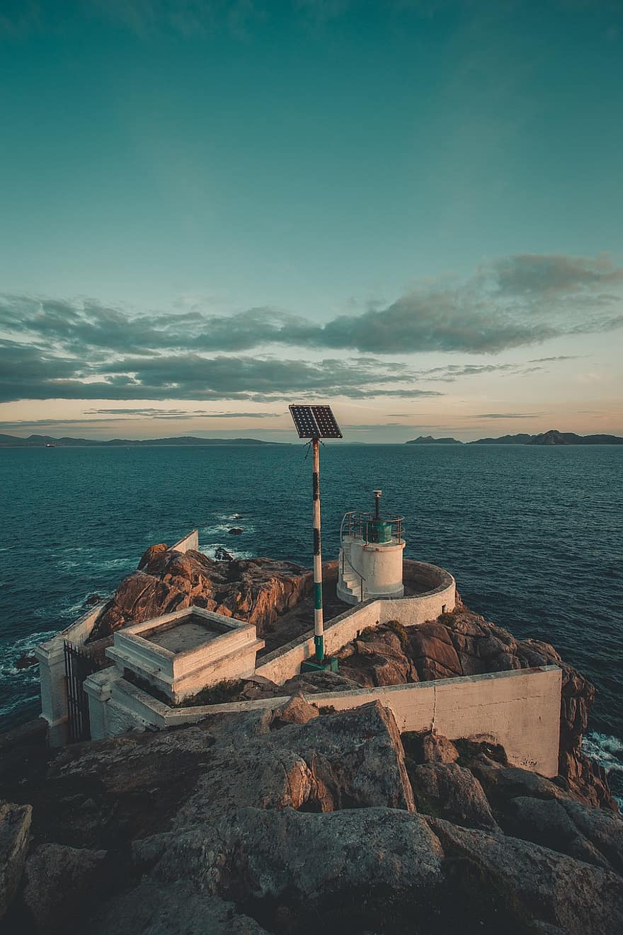 Lighthouse, Sea, Island, Ocean, Sky, Coast, Light, Water, Tower, Nature, Greece