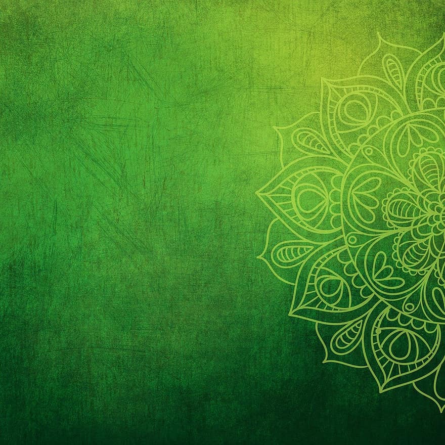 Background, Green, Yellow, Flower, Green Leaves, Colorful, Mandala