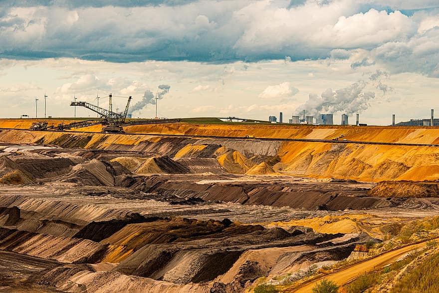 Open Pit Mining, Brown Coal, Bucket Wheel Excavators, Mining, Brown Coal Mining, Coal Mining, Open Pit Lignite Mining, Raw Material, Power Plant, Industry, Industrial Plant