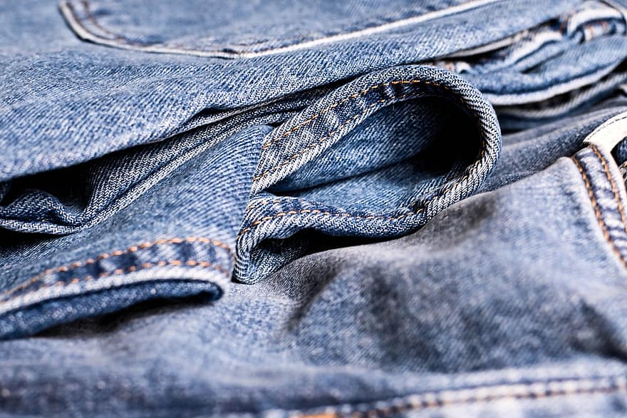 jeans, denim, byxor, Kläder, mode, blå, material