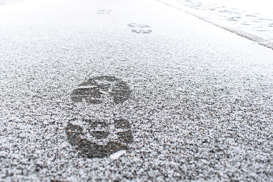 Footprints, Trace, Snow, Cold, Ice, Winter, Snowy, Snowfall, Frost, Frosty