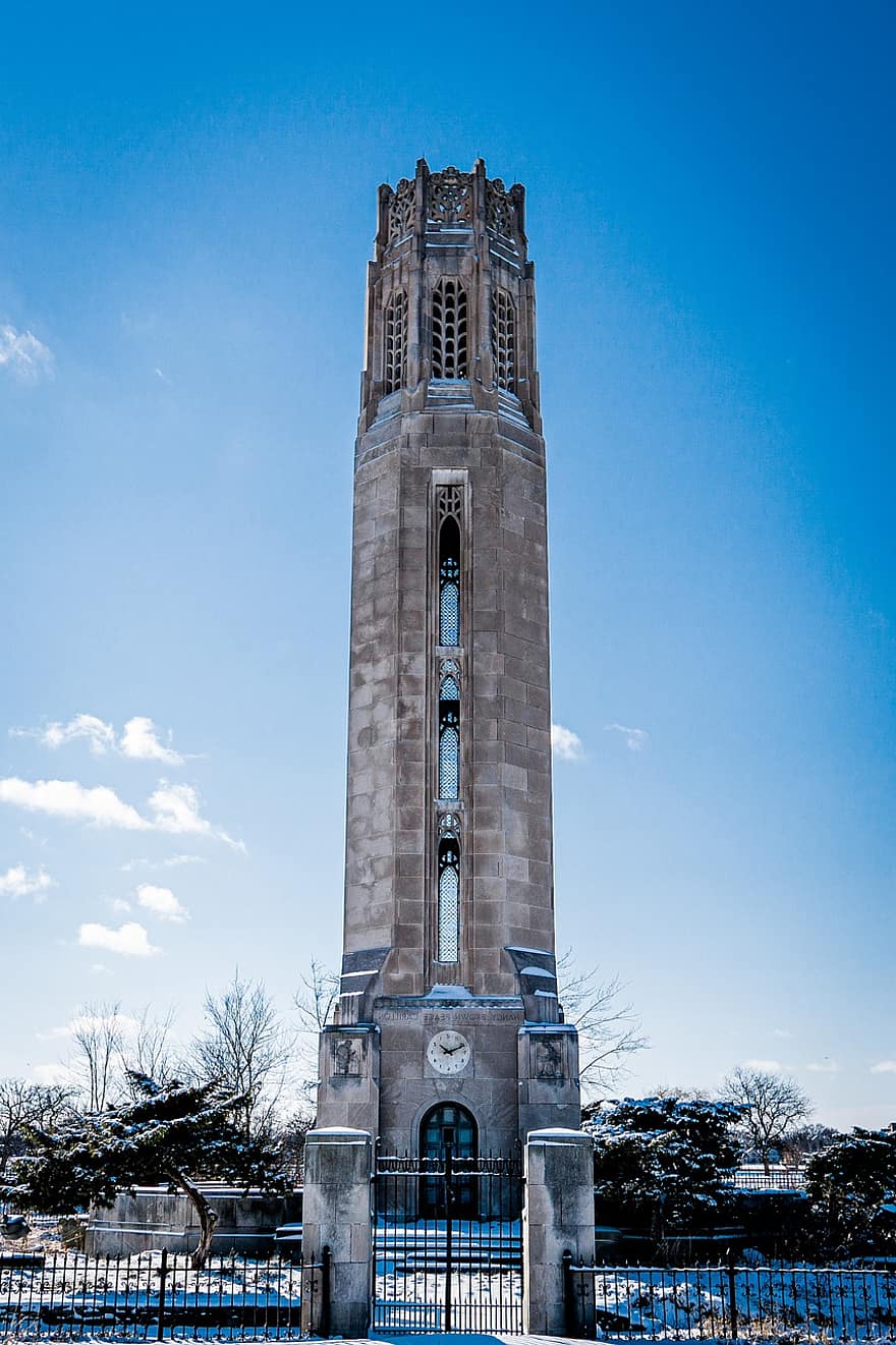 колокольня, Belle Isle, памятник, Детройт, неоготическая архитектура, часовая башня